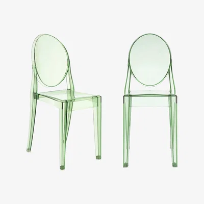 Barker and Stonehouse Pair of Kartell Victoria Ghost Dining Chairs, Green | Barker & Stonehouse