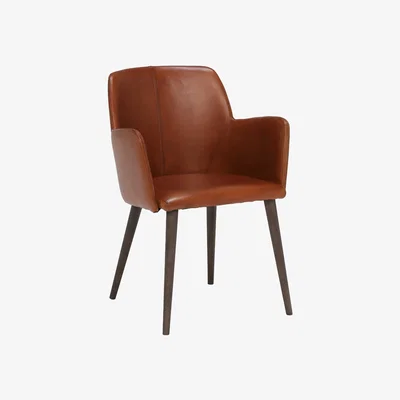 Barker and Stonehouse Edgar Dining Chair, Brown Leather | Barker & Stonehouse