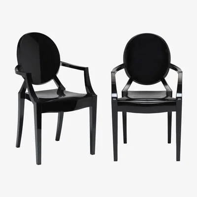 Barker and Stonehouse Pair of Kartell Louis Ghost Stackable Dining Chair, Black | Barker & Stonehouse
