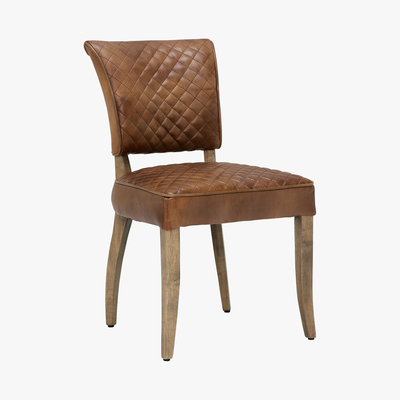 Barker and Stonehouse Timothy Oulton Mimi Destroyed Leather Quilted Dining Chair, Raw