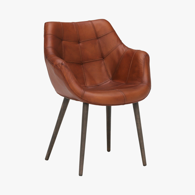 Barker and Stonehouse Birinus Leather Dining Chair, Light Brown Matt