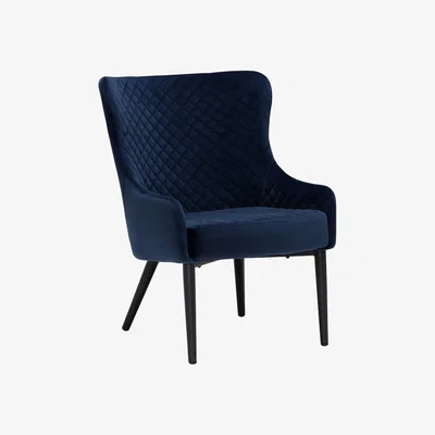Barker and Stonehouse Rivington Velvet Lounge Chair - Blue - Velvet - Quilted - W63 x D71 x H87cm - Barker &amp; Stonehouse