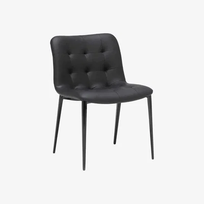 Barker and Stonehouse Kuga Leather Dining Chair - Black - Leather - Buttoned - W55 x D55 x H78 - Barker &amp; Stonehouse