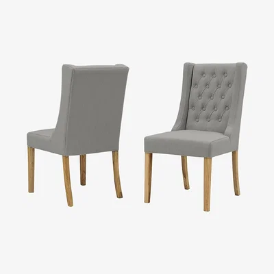 The Cotswold Company Foxglove Winged Buttoned Chair - Grey Linen