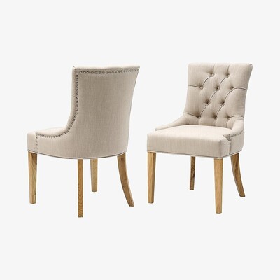 The Cotswold Company Primrose Upholstered Button Back Chair - Stone