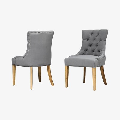 The Cotswold Company Primrose Upholstered Button Back Chair - Grey