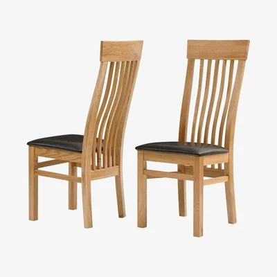 The Cotswold Company Light Oak Shaker Chair - Leather Seat Pad