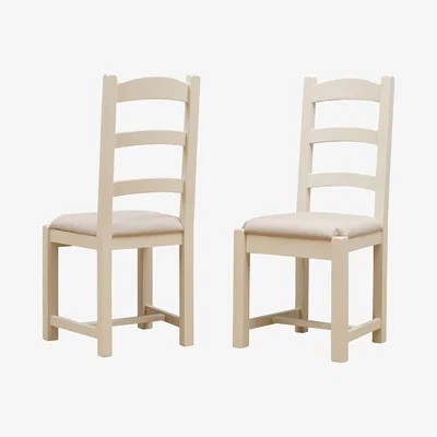 The Cotswold Company Sussex Cotswold Cream Ladderback Chair Linen Seat Pad