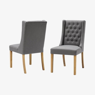 The Cotswold Company Foxglove Winged Buttoned Chair - Charcoal Grey