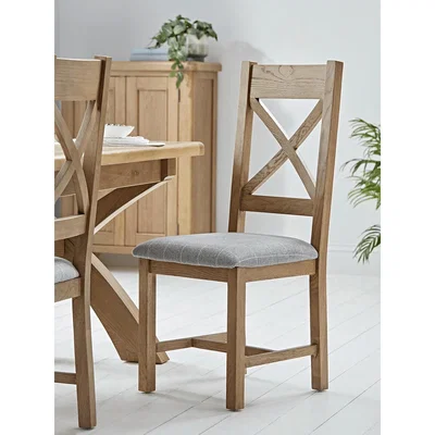 Cox and Cox NEW Two Burford Oak Dining Chairs - Grey