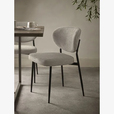 Cox and Cox Two Boucle Dining Chairs - Grey