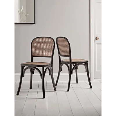Cox and Cox NEW Two Cane Webbing Dining Chairs - Black