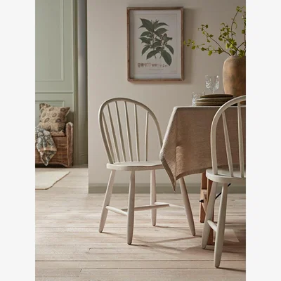 Cox and Cox Two White Spindleback Dining Chairs