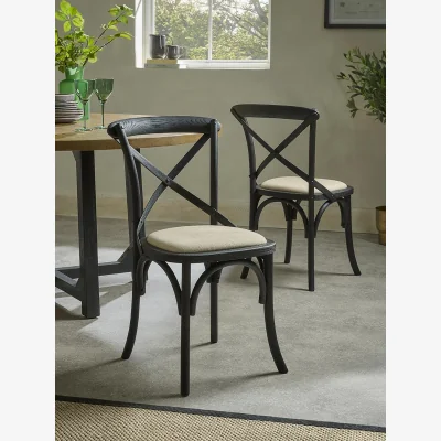 Cox and Cox Two Oak Cross Back Dining Chair - Black