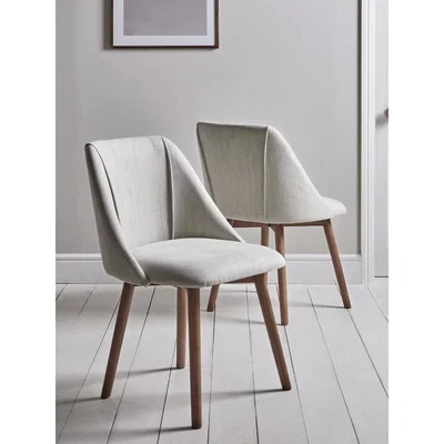Cox and Cox Two Upholstered Dining Chairs - Stone