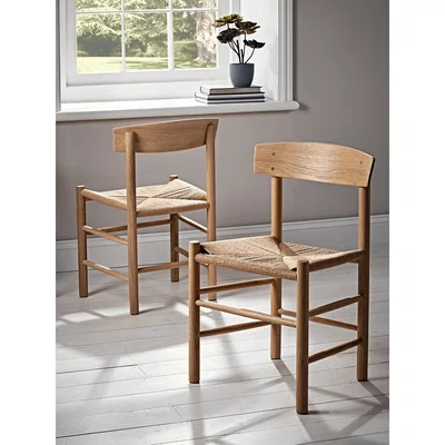Cox and Cox Two Oak & Jute Chairs