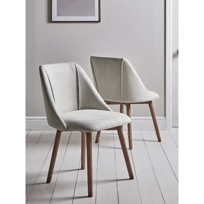 Cox and Cox Two Upholstered Dining Chairs - Stone