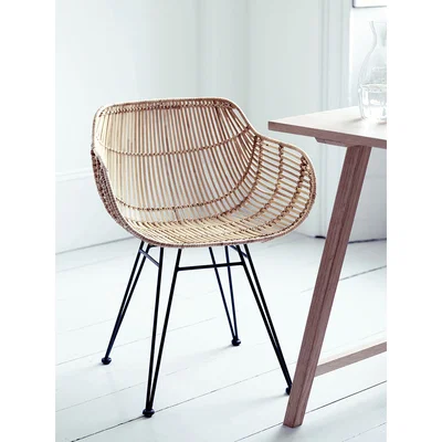 Cox and Cox Flat Rattan Armed Chair - Natural