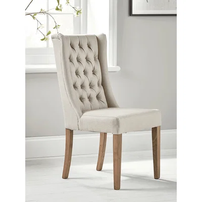Cox and Cox Two Buttoned Linen Dining Chairs