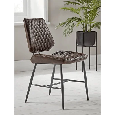 Cox and Cox Two Quilted Dining Chairs - Brown