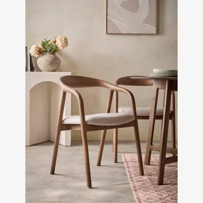 Cox and Cox Two Walnut Dining Chairs - Upholstered