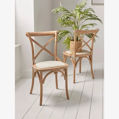 Cox and Cox Two Wooden Cross Back Chairs