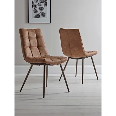 Cox and Cox Two Soho Dining Chairs - Tan