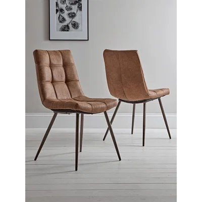 Cox and Cox Two Soho Dining Chairs - Tan