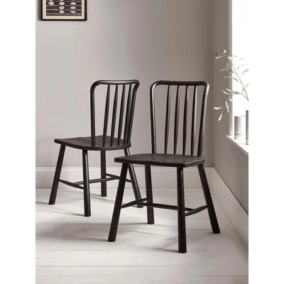Cox and Cox Two Bergen Oak Dining Chairs - Black