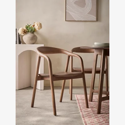 Cox and Cox Two Walnut Dining Chairs - Wooden