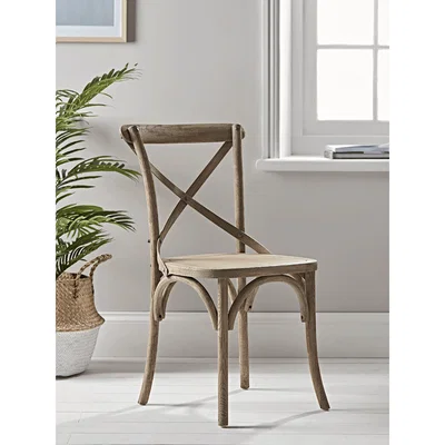Cox and Cox Two Weathered Oak Cross Back Dining Chairs