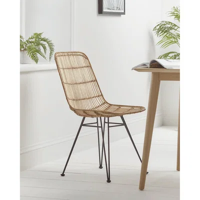 Cox and Cox Flat Rattan Dining Chair - Natural