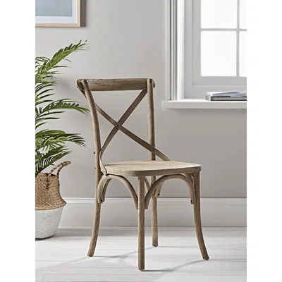 Cox and Cox Two Weathered Oak Cross Back Dining Chairs
