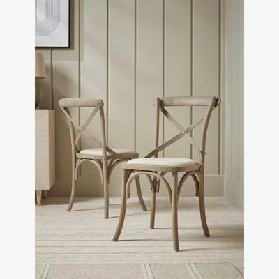 Cox and Cox Two Oak Cross Back Dining Chairs
