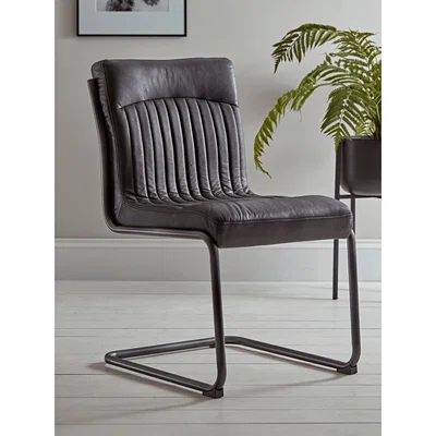 Cox and Cox Ford Leather Dining Chair - Carbon