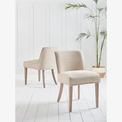 Cox and Cox Two Upholstered Linen Dining Chairs