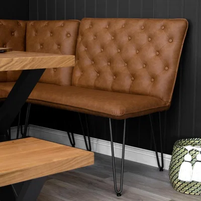 Chiltern Oak Furniture Industrial Tan 90cm Studded Back Bench