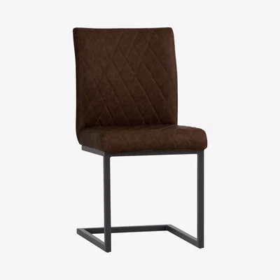 Chiltern Oak Furniture Industrial Brown Diamond Stitch Dining Chair