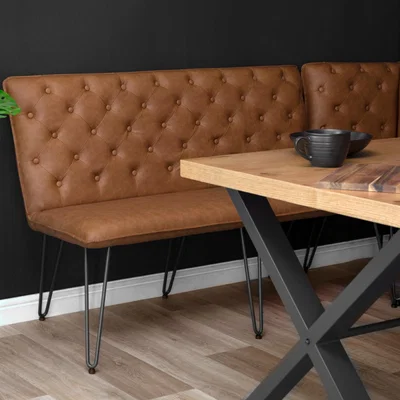 Chiltern Oak Furniture Industrial Tan 140cm Studded Back Bench