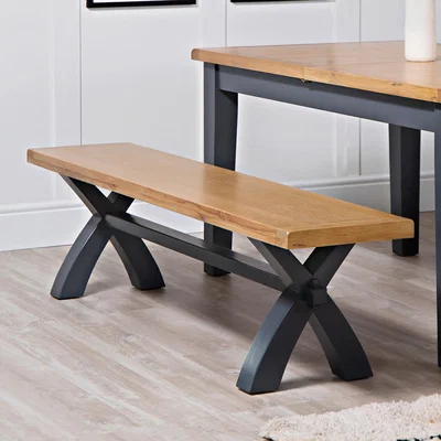 Chiltern Oak Furniture Suffolk Midnight Grey Painted Oak Small Cross Bench