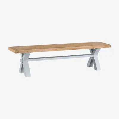 Chiltern Oak Furniture Suffolk Grey Painted Oak Small Cross Bench