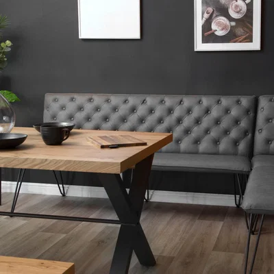 Chiltern Oak Furniture Industrial Grey 180cm Studded Back Bench