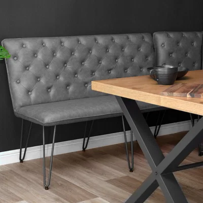 Chiltern Oak Furniture Industrial Grey 140cm Studded Back Bench