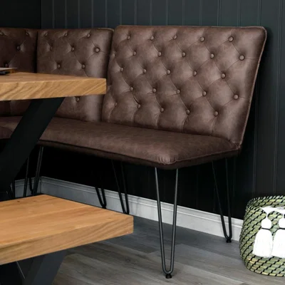 Chiltern Oak Furniture Industrial Brown 90cm Studded Back Bench