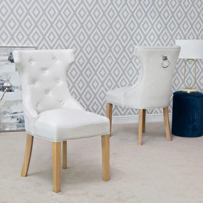 Chiltern Oak Furniture Tollesbury Winged Button Back Dining Chair With Metal Ring