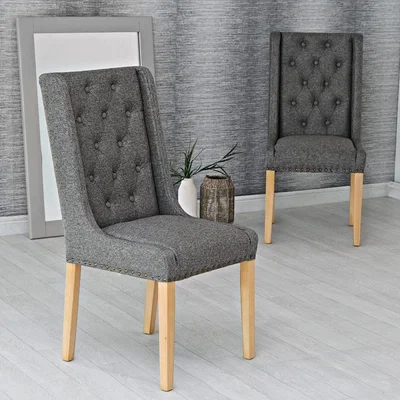 Chiltern Oak Furniture Vienna Dark Grey Button Back & Studded Dining Chair
