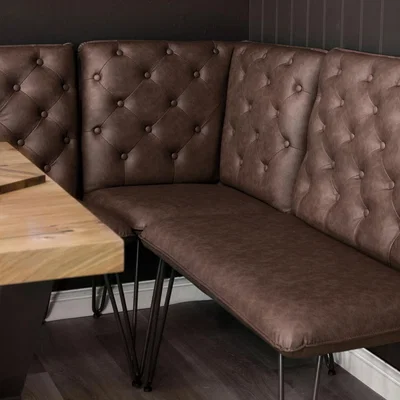 Chiltern Oak Furniture Industrial Brown Studded Back Corner Bench