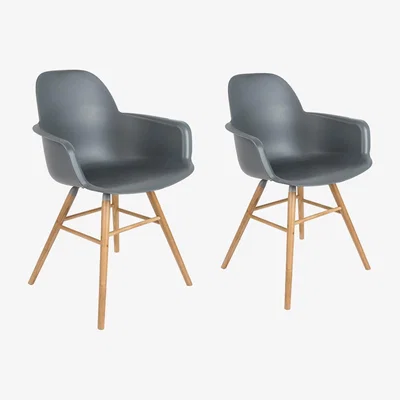 Cuckooland Zuiver Pair of Albert Kuip Retro Moulded Armchairs in Dark Grey