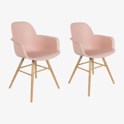 Cuckooland Zuiver Pair of Albert Kuip Retro Moulded Armchairs in Powder Pink