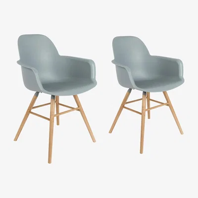 Cuckooland Zuiver Pair of Albert Kuip Retro Moulded Armchairs in Light Grey